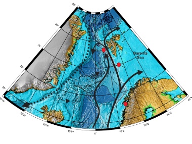kart arktiske havstrømmer